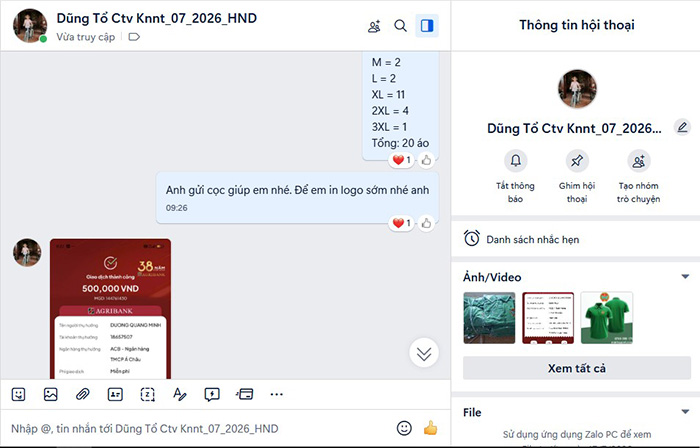 20 áo thun đồng phục hội nông dân xã phước an, đồng nai