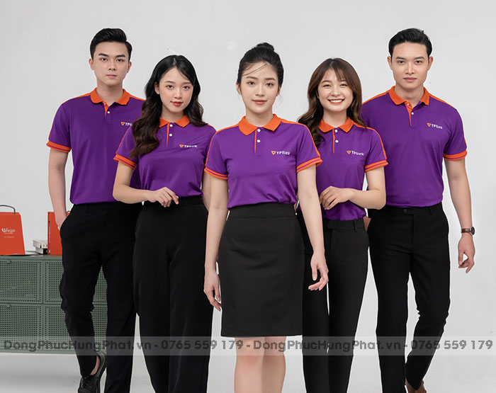áo polo đồng phục nhân viên bán hàng màu Tím
