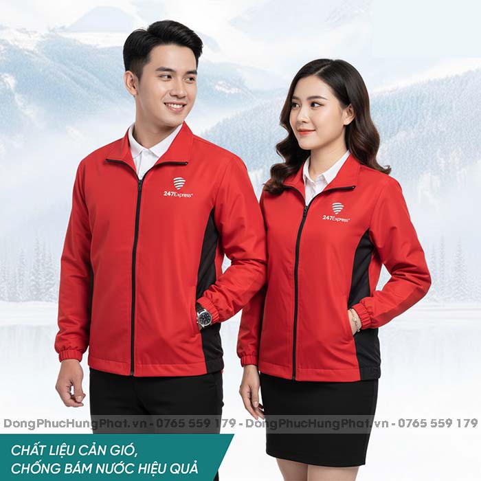 áo khoác gió quà tặng màu đỏ