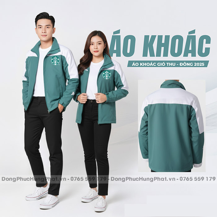 áo khoác gió quà tặng màu xanh phối trắng