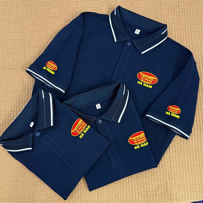 áo polo vải thun cá sấu cotton 100 màu xanh đen