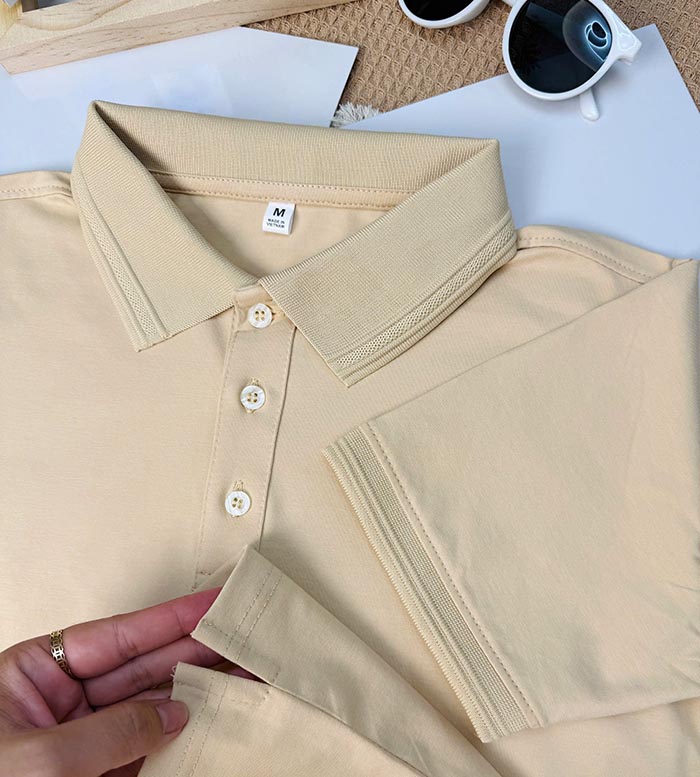 bảng màu áo polo vải cotton 100 trơn màu be
