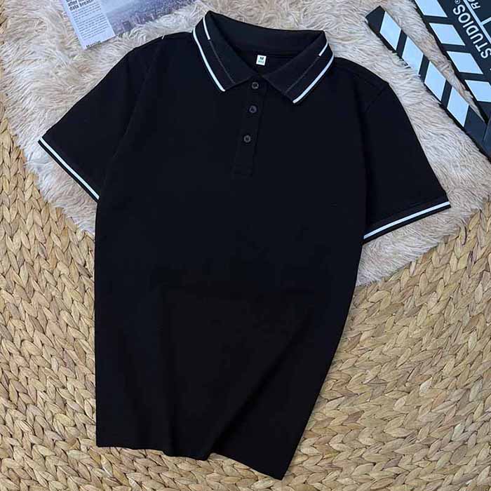 áo polo vải thun cá sấu cotton 100 màu đen