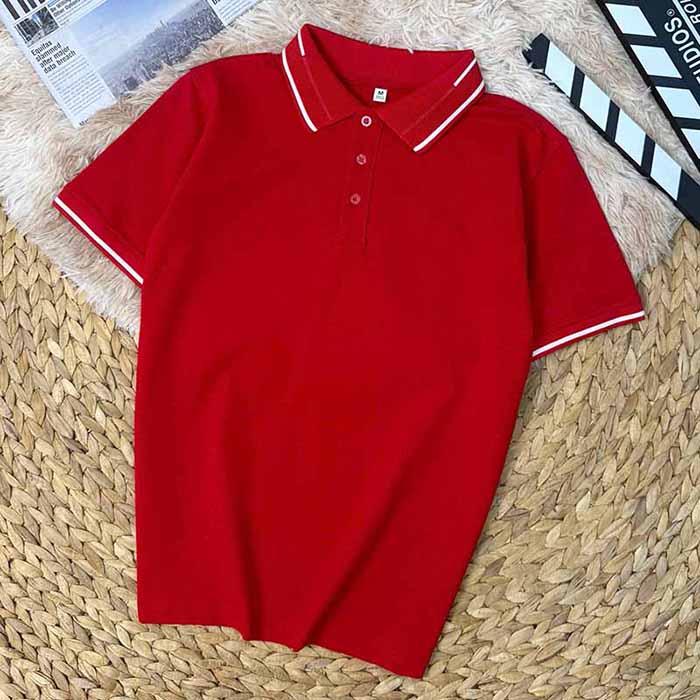 áo polo vải thun cá sấu cotton 100 màu đỏ