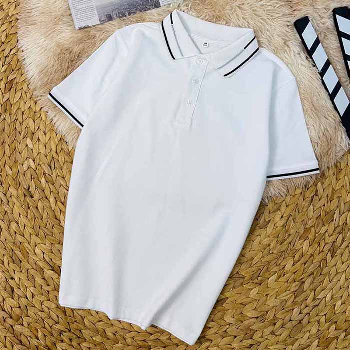 áo polo vải thun cá sấu cotton 100 màu trắng