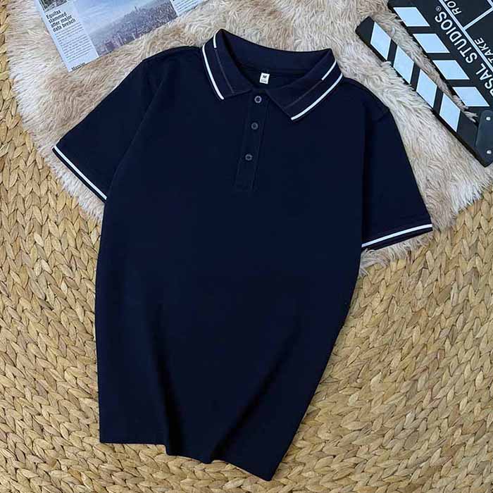 áo polo vải thun cá sấu cotton 100 màu xanh đen