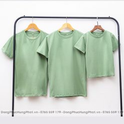 áo thun trơn cotton 100 màu xanh vỏ đậu