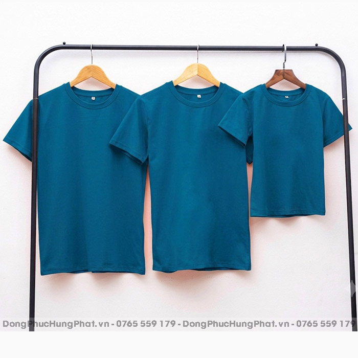áo thun trơn cotton 100 màu xanh ya