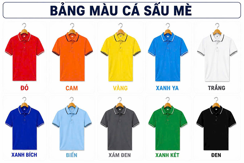 bảng màu áo polo vải cá sấu mè 1 sọc
