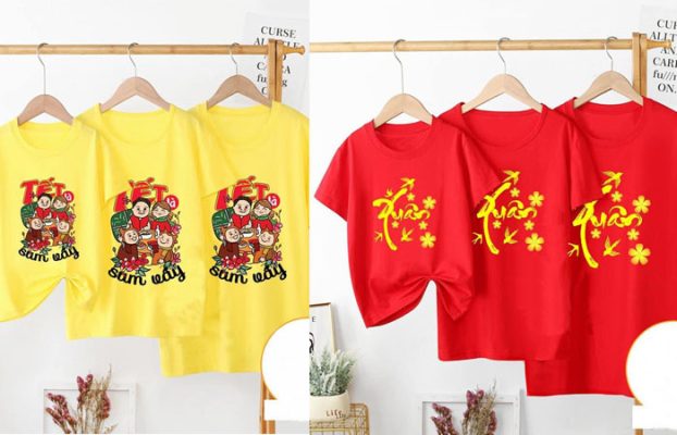 in áo tết gia đình theo yêu cầu