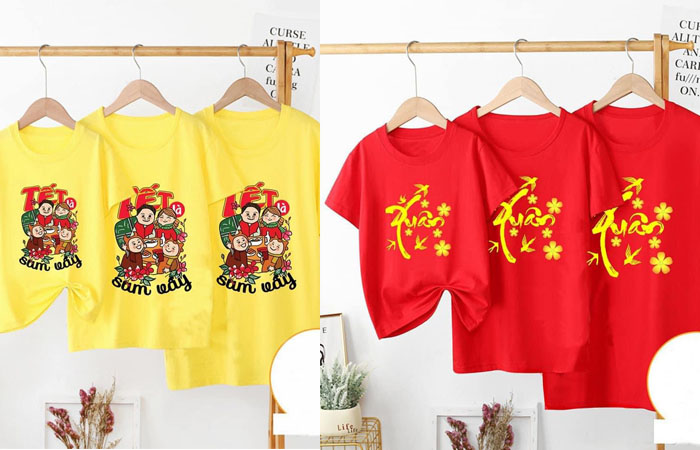 in áo tết gia đình theo yêu cầu