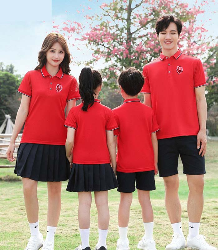 in áo polo tết gia đình màu Đỏ