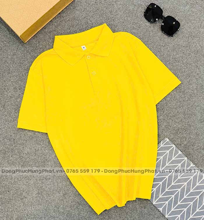 phôi áo polo vải thun cá sấu poly thái màu vàng