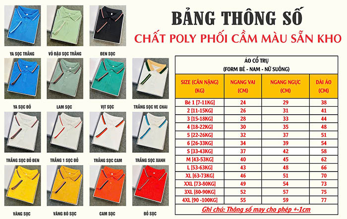 phôi áo polo vải thun cá sấu poly thái
