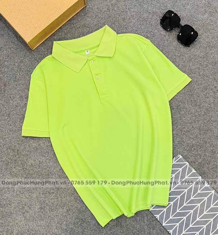 phôi áo polo vải thun cá sấu poly thái màu xanh cốm