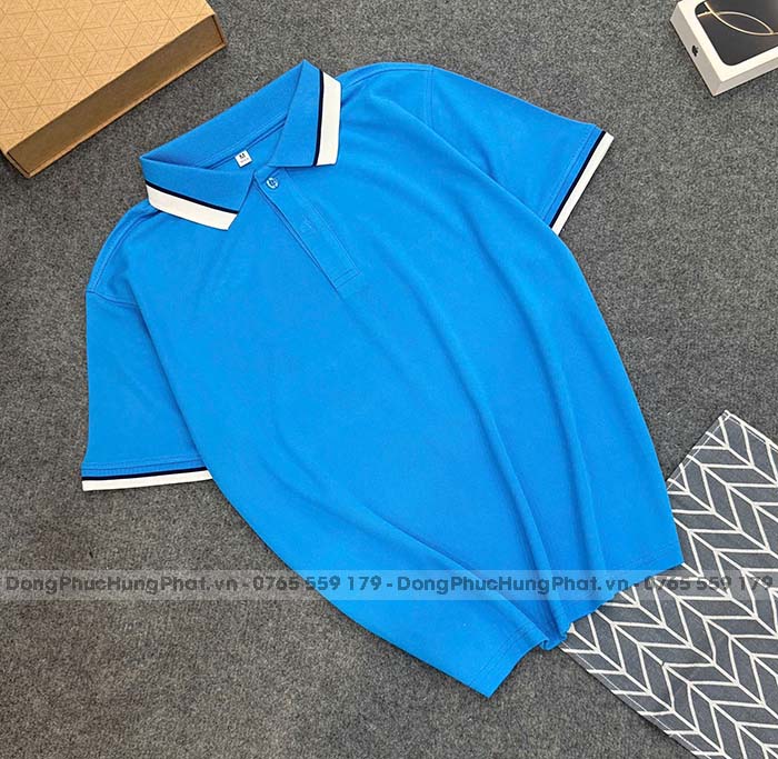 phôi áo thun polo vải cá sấu mè màu xanh ya