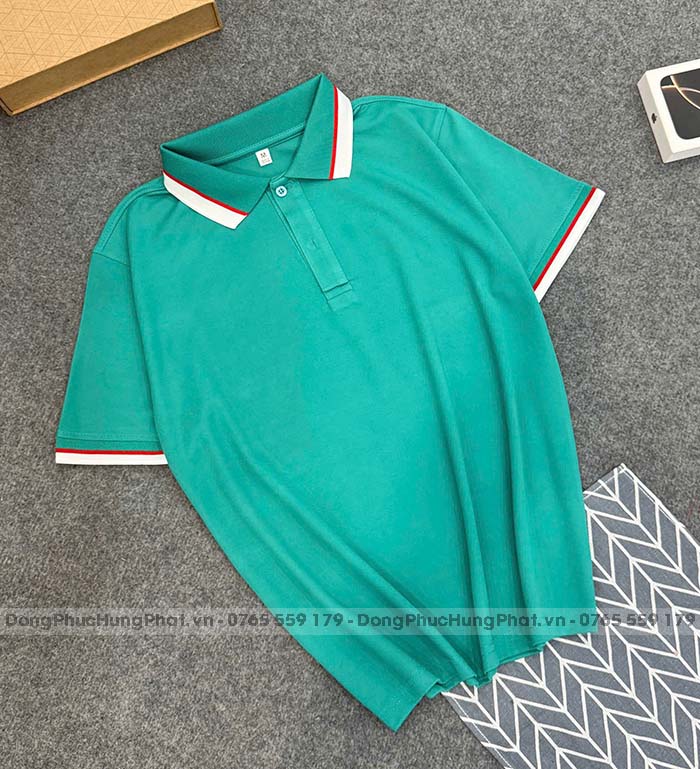 phôi áo thun polo vải cá sấu mè màu xanh lý