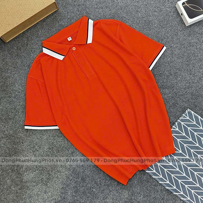 phôi áo thun polo vải cá sấu mè màu cam