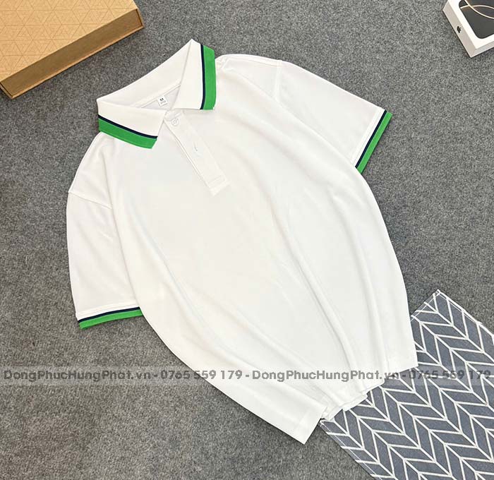 phôi áo thun polo vải cá sấu mè màu trắng