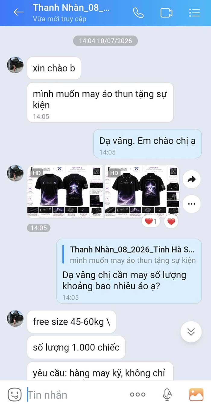 520 áo thun quà tặng sự kiện Tinh Hà Say Hi