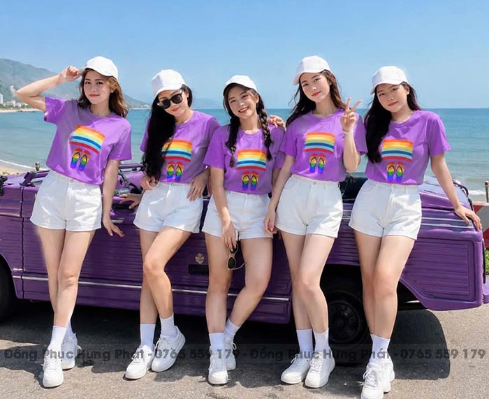 áo phông đồng phục nhóm màu tím