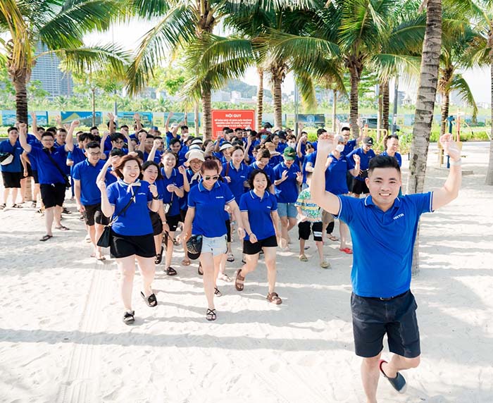 áo polo đồng phục team building màu xanh bích