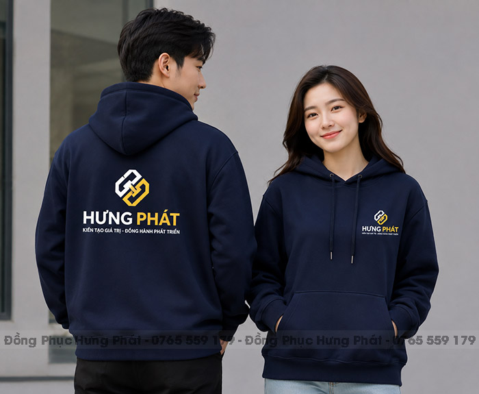 áo khoác hoodie đồng phục công ty màu xanh đen