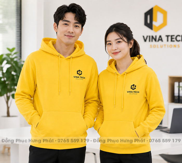 áo khoác hoodie đồng phục công ty màu vàng
