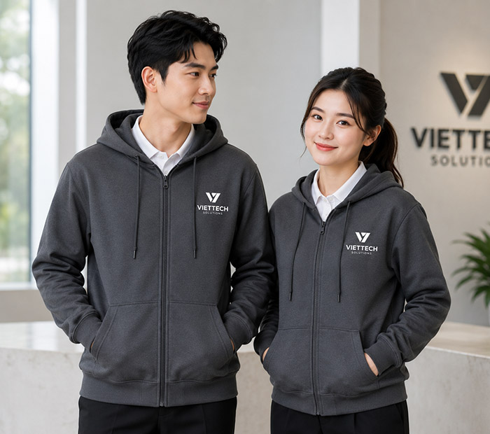 áo khoác đồng phục hoodie màu xám