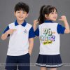 áo lớp có cổ màu trắng phối xanh