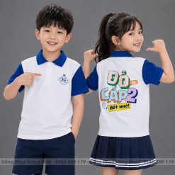 áo lớp có cổ màu trắng phối xanh
