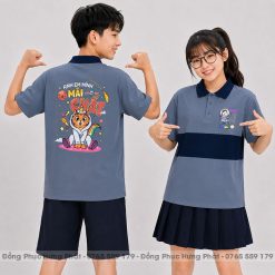 áo polo lớp màu xám phối xanh đen
