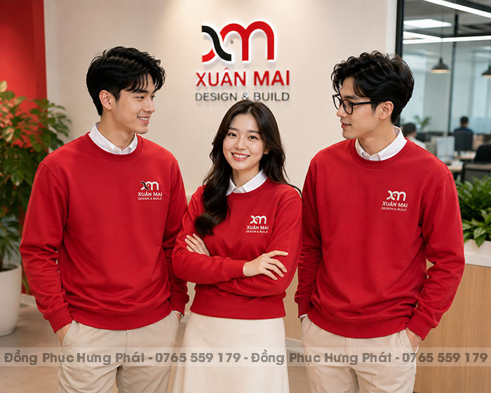 áo sweater đồng phục màu đỏ
