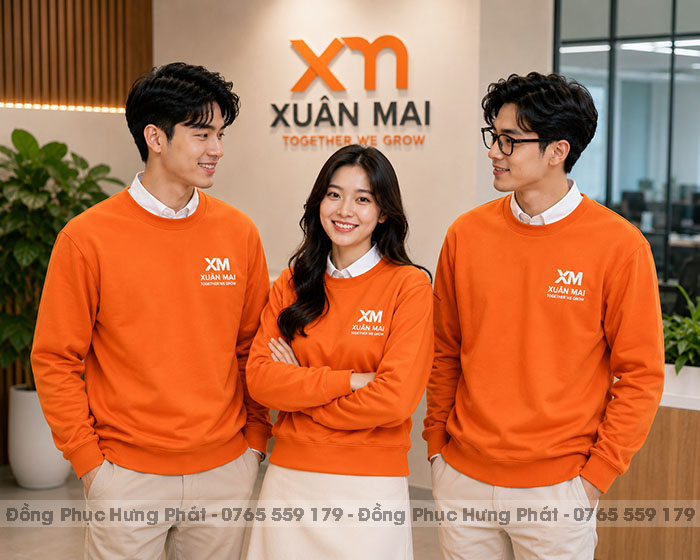 áo sweater đồng phục màu cam