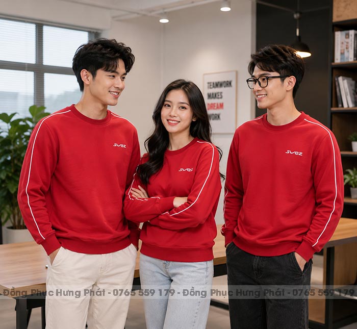 áo sweater đồng phục màu đỏ