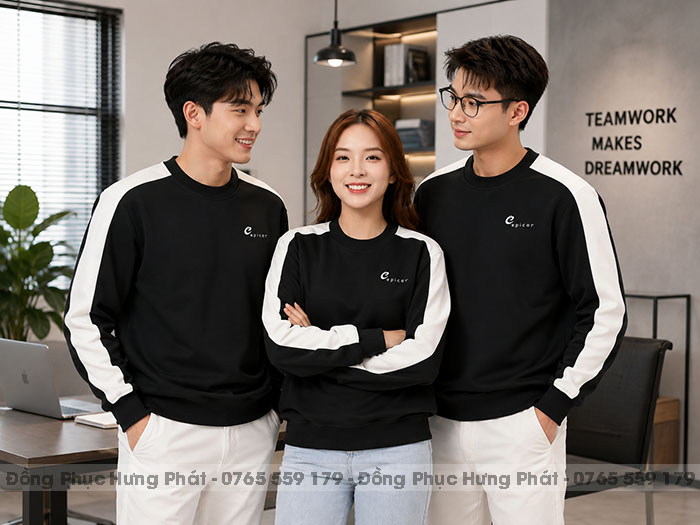 áo sweater đồng phục màu đen