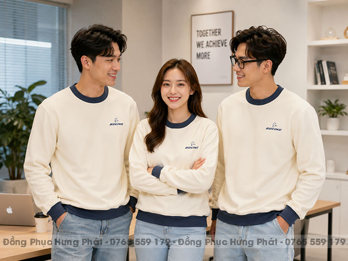 áo sweater đồng phục màu kem
