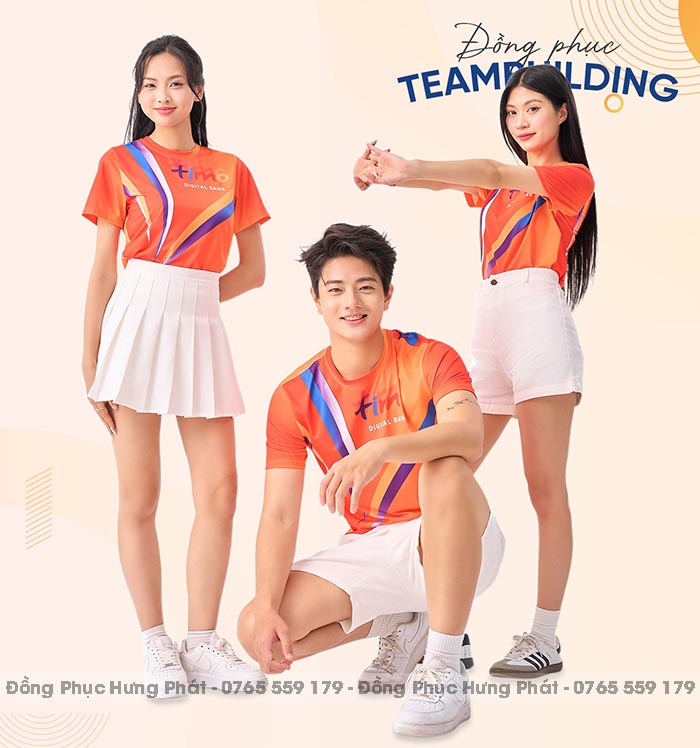 áo thun đồng phục cổ tròn team building