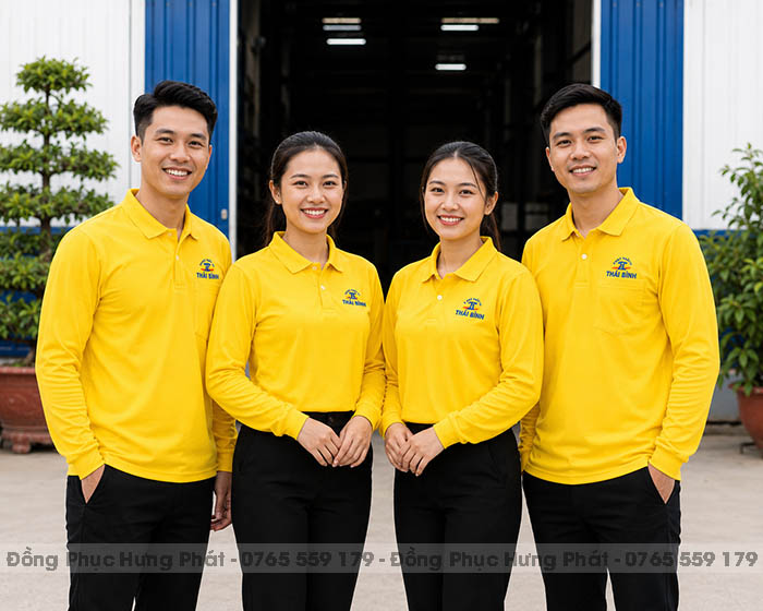 áo thun đồng phục dài tay màu vàng