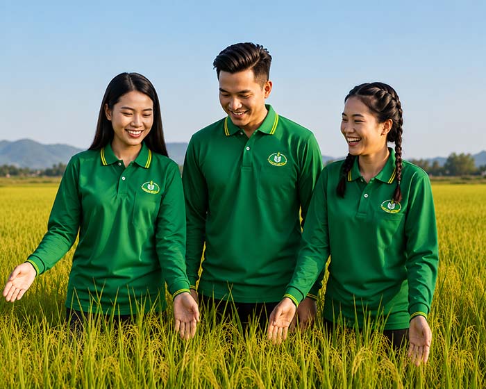 áo thun đồng phục dài tay màu xanh két