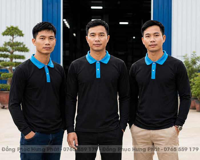 áo thun đồng phục dài tay màu đen
