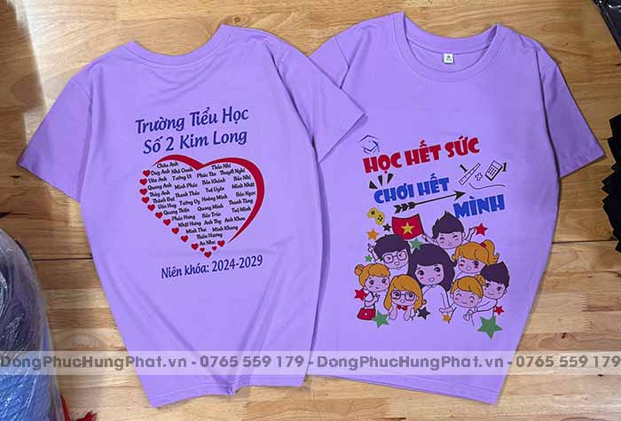 áo thun lớp cổ tròn màu tím