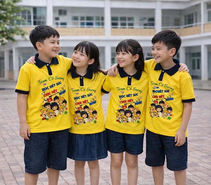 áo thun lớp polo màu vàng