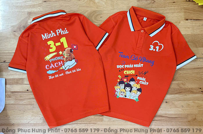áo thun lớp polo màu cam