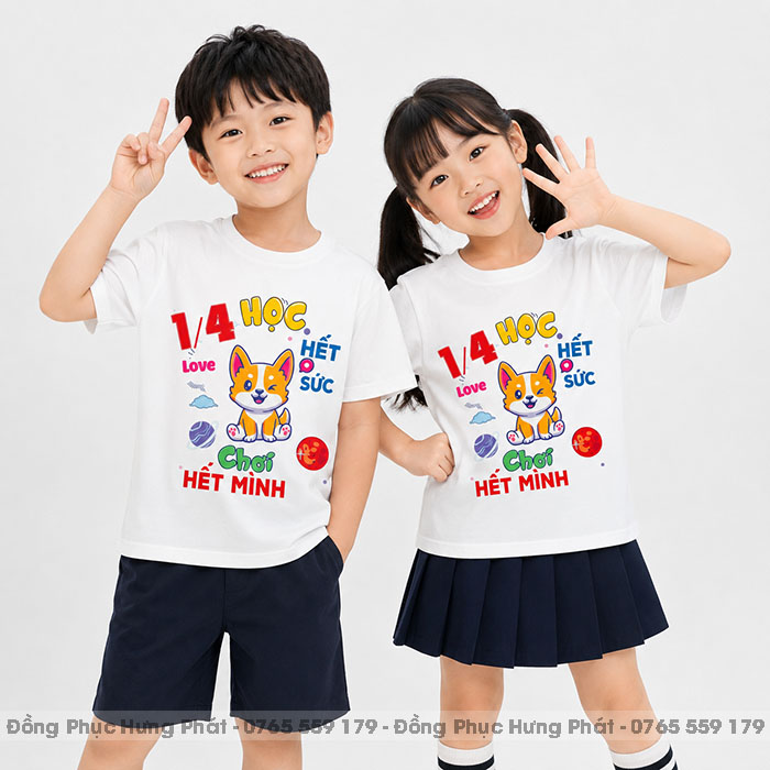 áo thun đồng phục lớp màu trắng