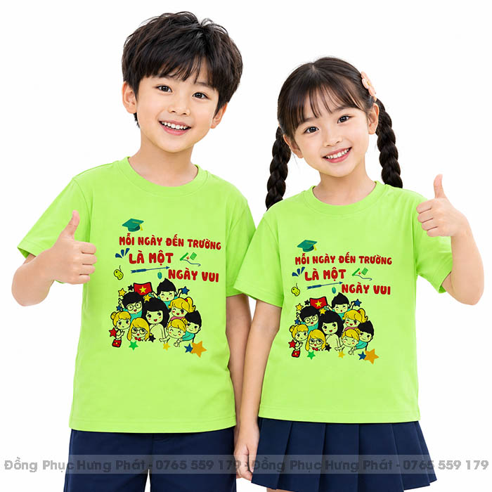 áo thun lớp màu xanh cốm