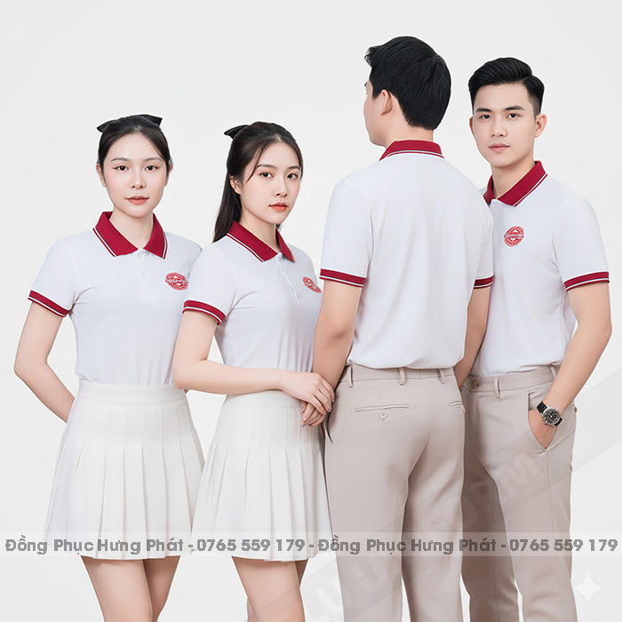 áo thun polo đồng phục màu trắng