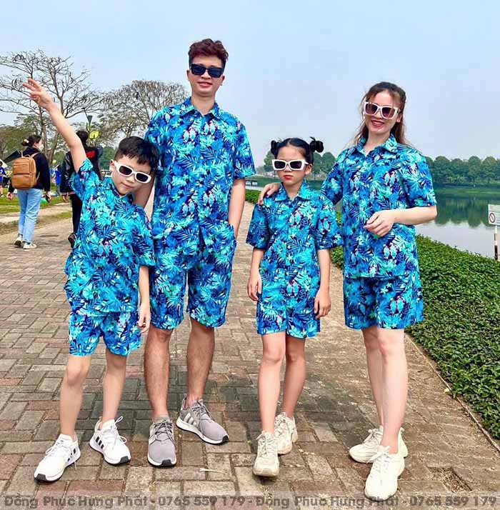 bộ quần áo sơ mi đồng phục gia đình