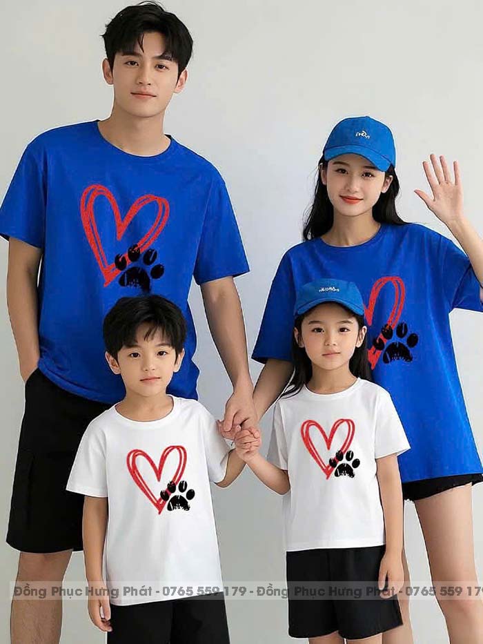 đồng phục gia đình màu xanh bích