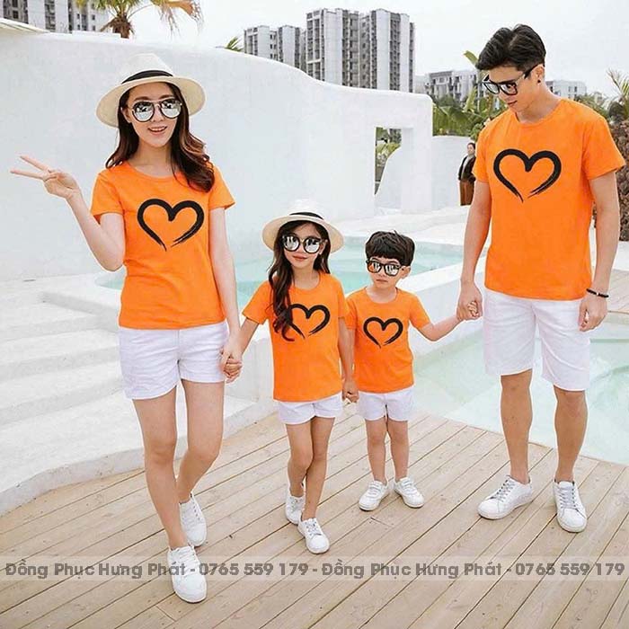 đồng phục gia đình màu cam